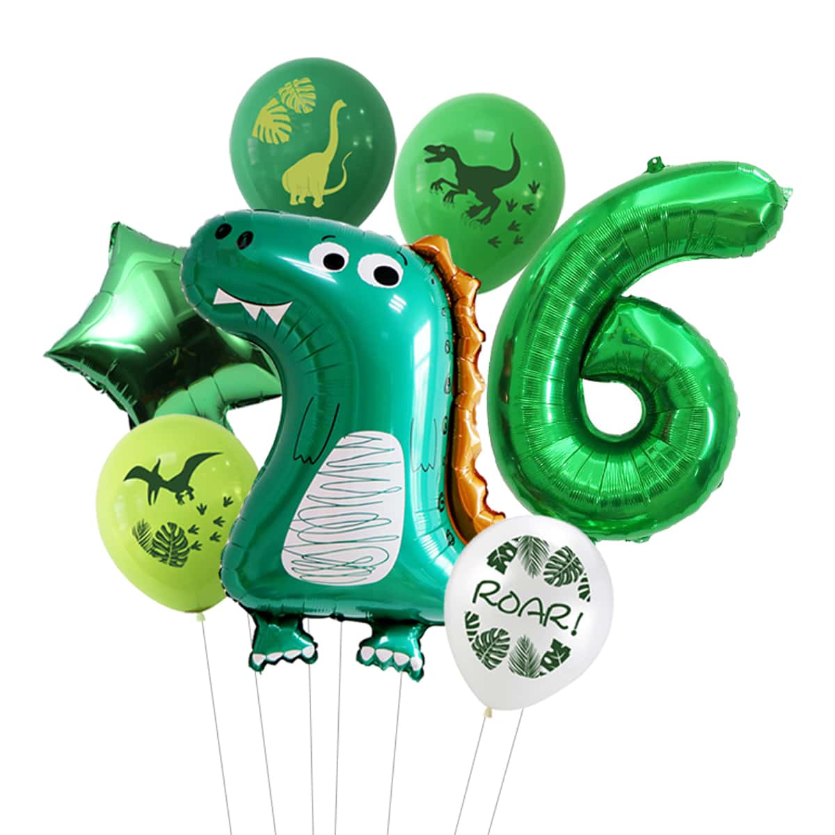 

7pcs Dinosaur Design Birthday Balloon Set, Green
