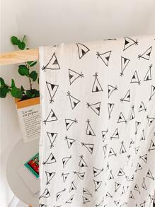 幾何圖案嬰兒襁褓毯 - 黑與白 - 查看 2