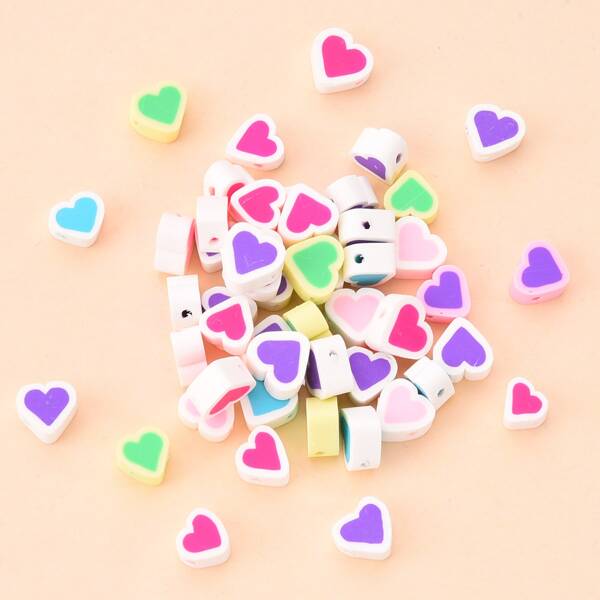 

50pcs Heart DIY Jewelry Accessory, Multicolor