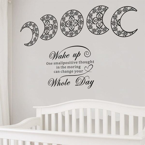 

1set Slogan Graphic Wall Sticker, Black and white