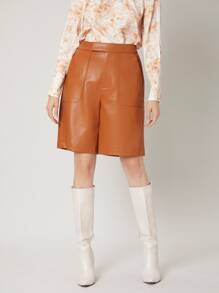 MOTF PREMIUM 再生滌PU皮革百慕大短褲