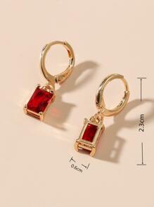 Rhinestone Decor Drop Earrings - Red - View 3