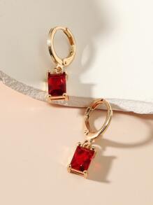 Rhinestone Decor Drop Earrings - Red - View 4