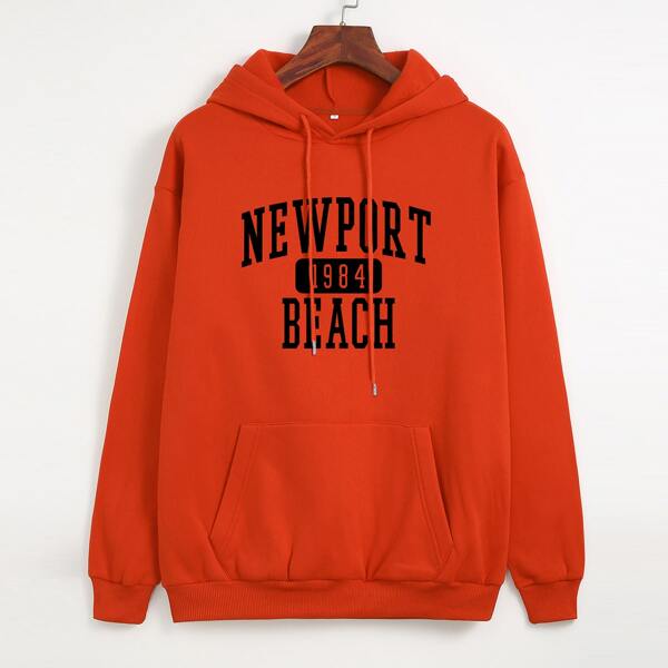 

Letter Graphic Thermal Lined Hoodie, Red