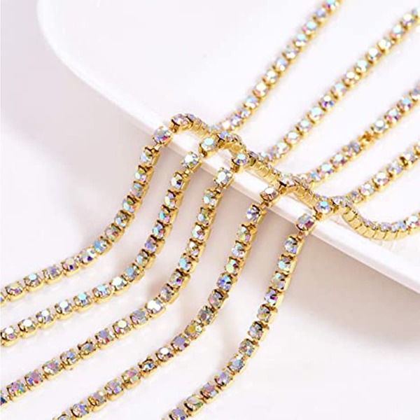 

1roll DIY Jewelry Making Rhinestone Chain, Multicolor