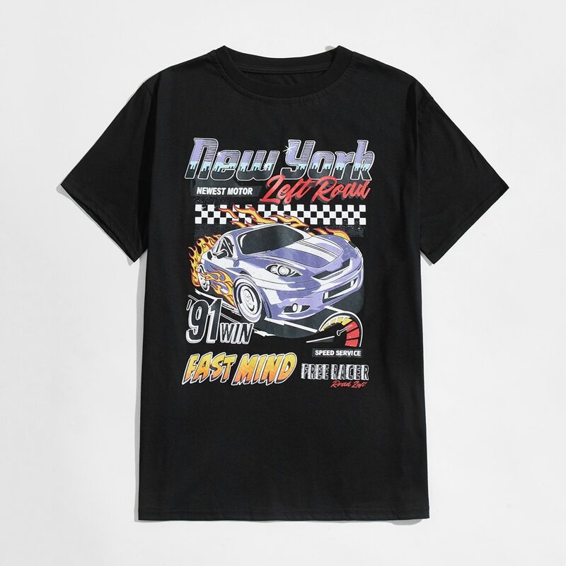 

Guys Car & Letter Graphic Tee, Black