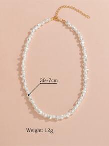 Collar con cuenta con perla artificial - Blanco - Ver 3