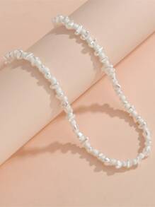 Collar con cuenta con perla artificial - Blanco - Ver 4