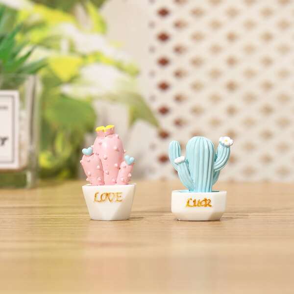 

2pcs Cactus Shaped Art Decoration, Multicolor