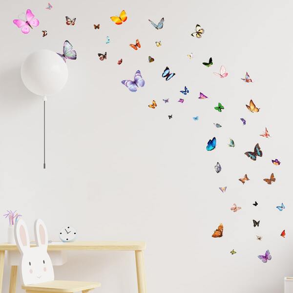 

1sheet Butterfly Print Wall Sticker, Multicolor