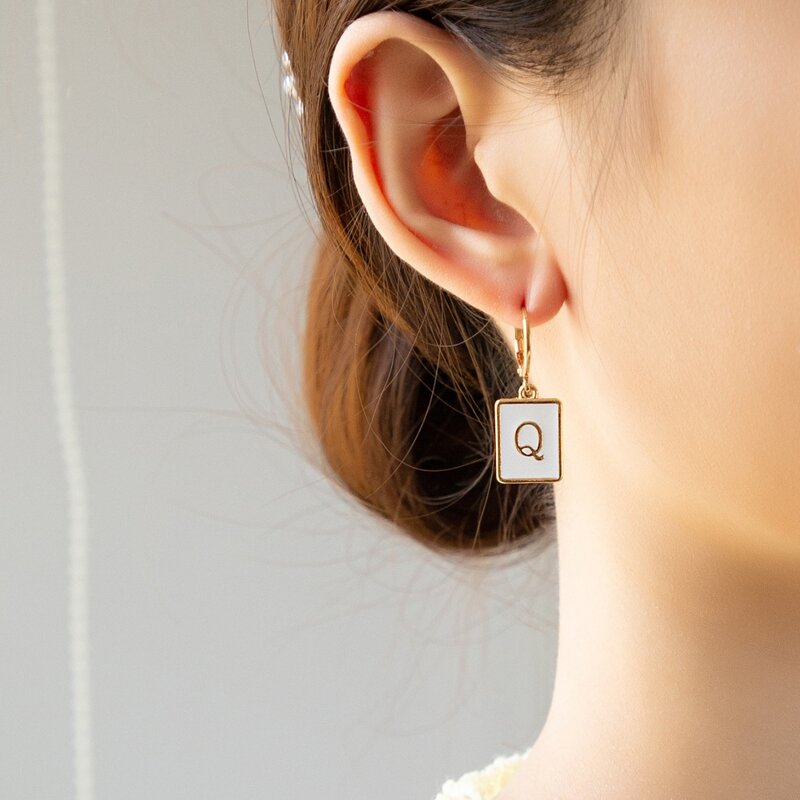 

Letter Drop Earrings, Gold