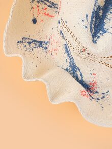 Sombrero de paja con estampado de dibujo - Multicolor - Ver 5