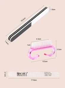 klimonla 5pcs/Set Nail File And Buffer- Double Sided Nail File, Rectangular Nail Buffer, Buffer Block Sponge Polished, Nail Brush, Perfect Manicure Tool Kit For Shiny Nail