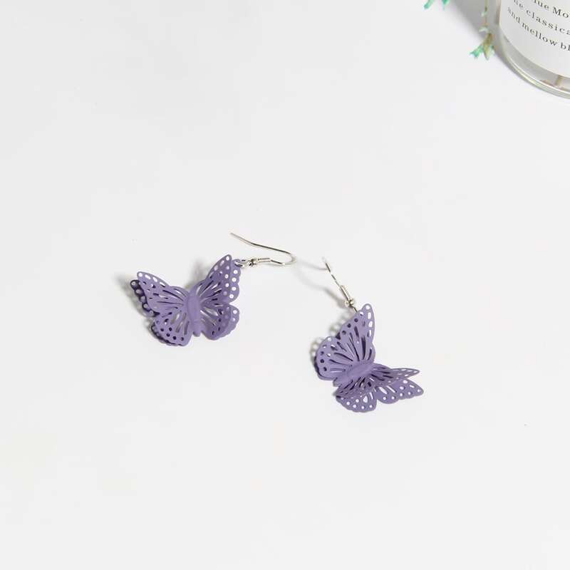 

Butterfly Drop Earrings, Purple