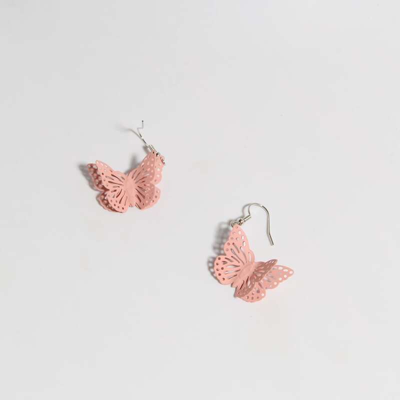 

Butterfly Drop Earrings, Pink