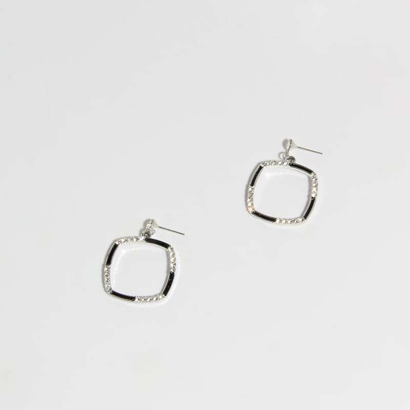 

Rhinestone Drop Earrings, Silver