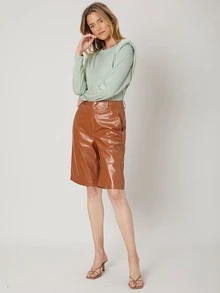 SHEIN Unity Viscose Padded Shoulder T-Shirt - Mint Green - View 5