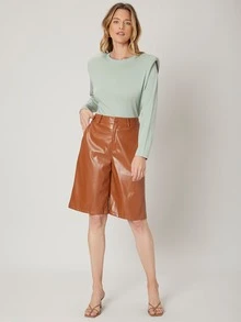 SHEIN Unity Viscose Padded Shoulder T-Shirt - Mint Green - View 7