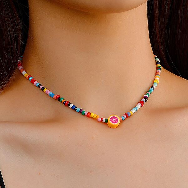 

Fruit Decor Beaded Necklace, Multicolor