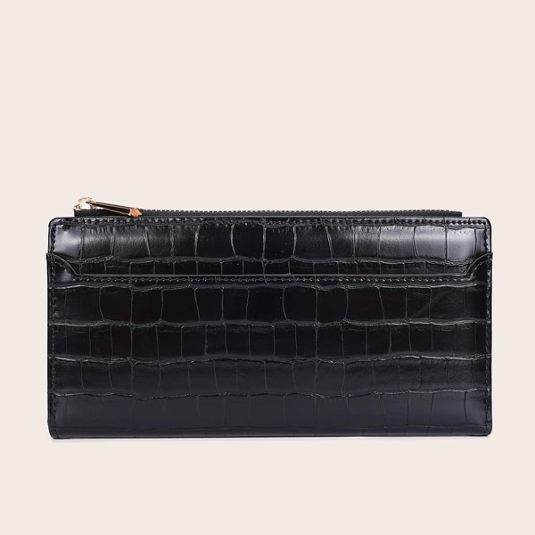 

Croc Embossed Long Wallet, Black