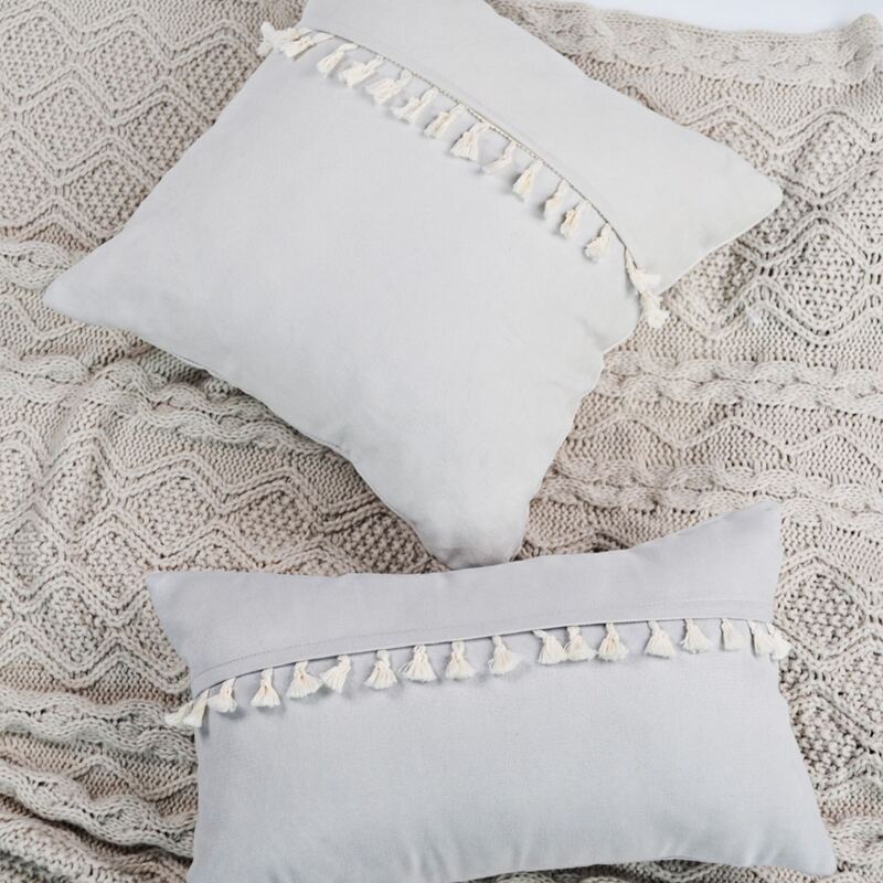 

1pc Tassel Cushion Cover Without Filler, Grey