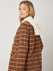 SHEIN EZwear Viscose Tartan Relaxed Fit Blazer