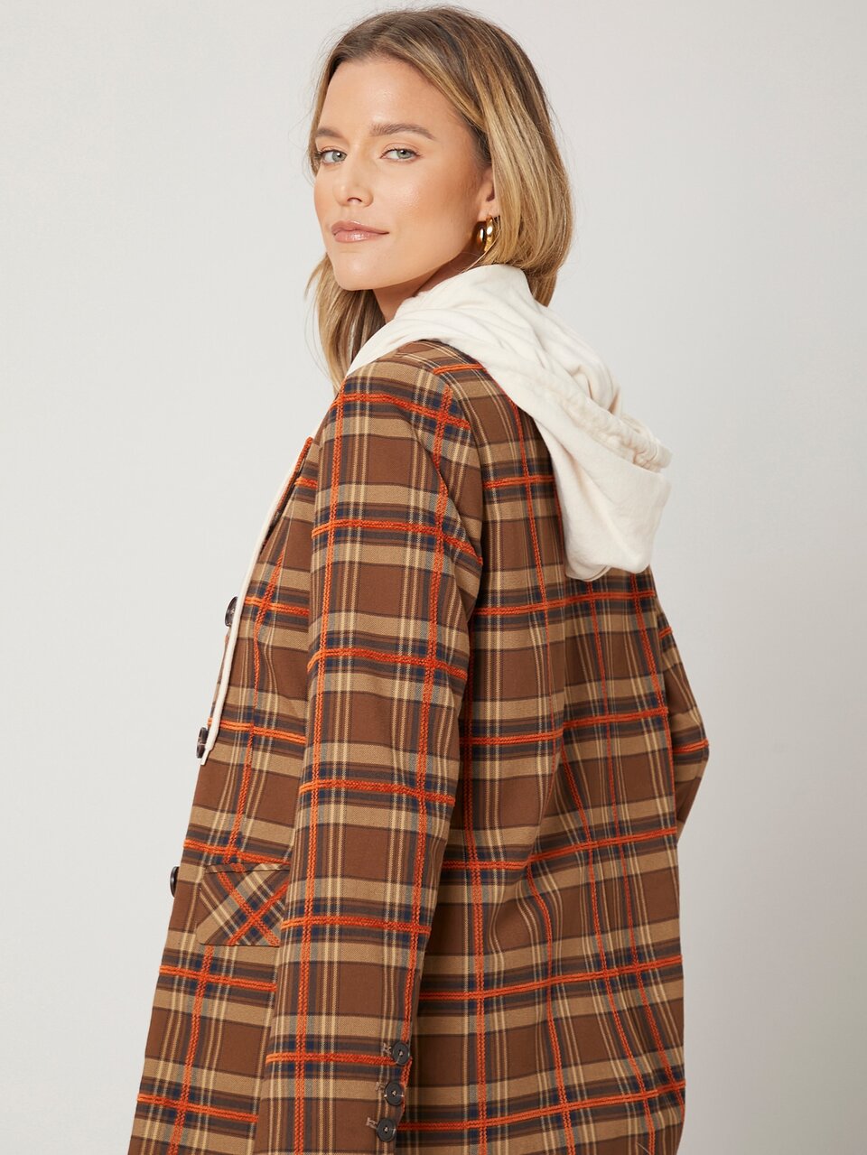 Viscose Tartan Relaxed Fit Blazer