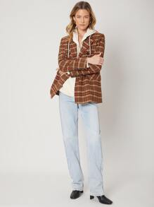 SHEIN EZwear Viscose Tartan Relaxed Fit Blazer