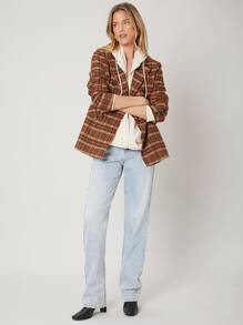 SHEIN EZwear Viscose Tartan Relaxed Fit Blazer