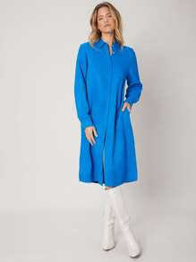 SHEIN Knee Length Shirt Dress - Blue - View 4