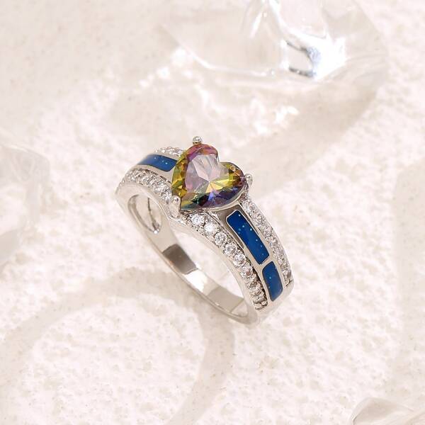 

Zircon Heart Decor Ring, Multicolor