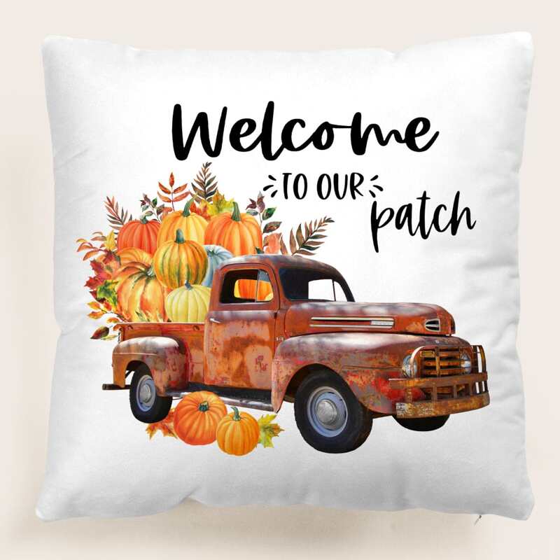 

Pumpkin Print Cushion Cover Without Filler, Multicolor
