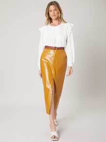 SHEIN Unity PU皮革開叉半身裙