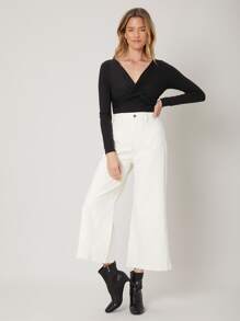 MOTF PREMIUM 修身圍裹T恤 - 黑色 - 查看 1