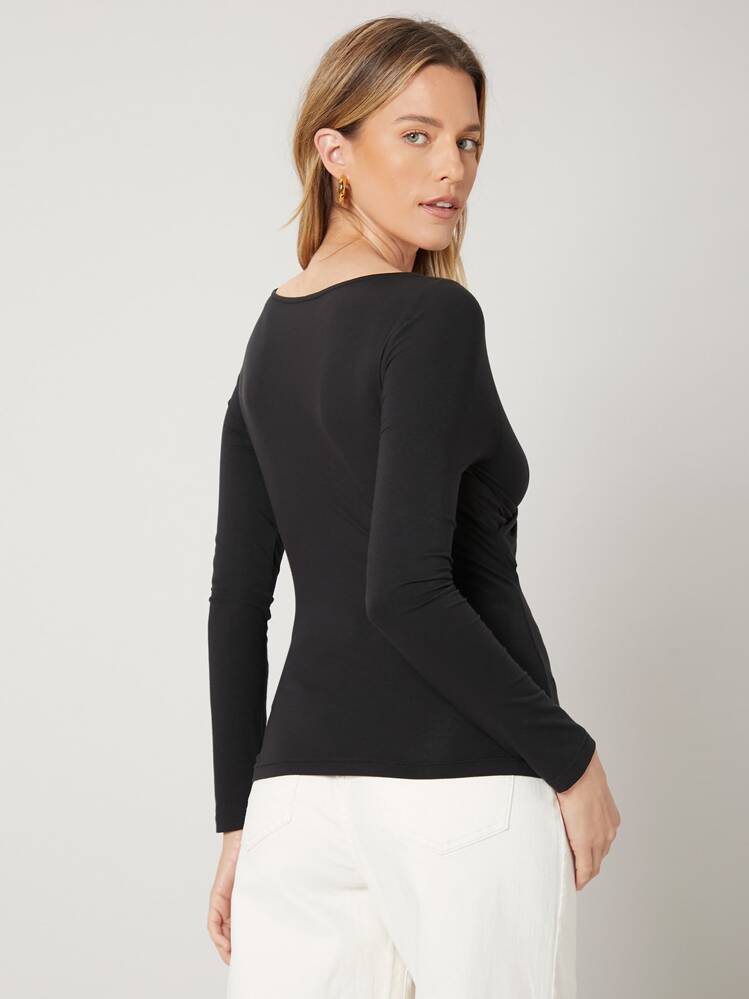 MOTF PREMIUM Camiseta delgado cruzado - Negro - Añade 2