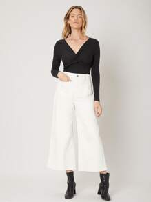 MOTF PREMIUM 修身圍裹T恤 - 黑色 - 查看 6