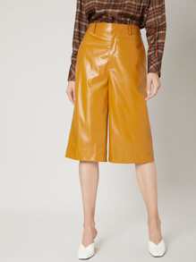 SHEIN Unity Quần Túi Dây kéo màu trơn Thanh lịch - Màu vàng - Xem 1