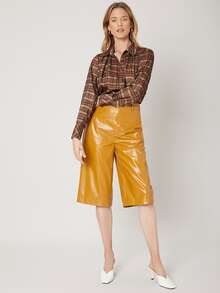 SHEIN Unity Quần Túi Dây kéo màu trơn Thanh lịch - Màu vàng - Xem 6