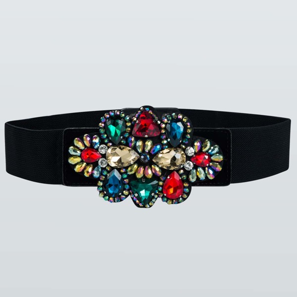

Gemstone Decor Elastic Belt, Multicolor