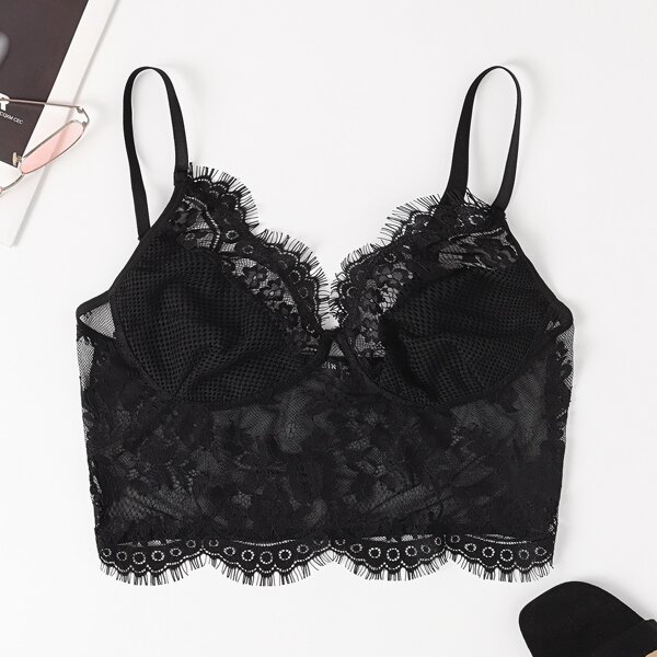 

Lace Sheer Cami Top, Black