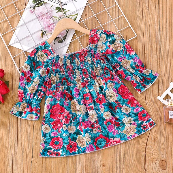 

Baby Allover Floral Shirred Dress, Multicolor