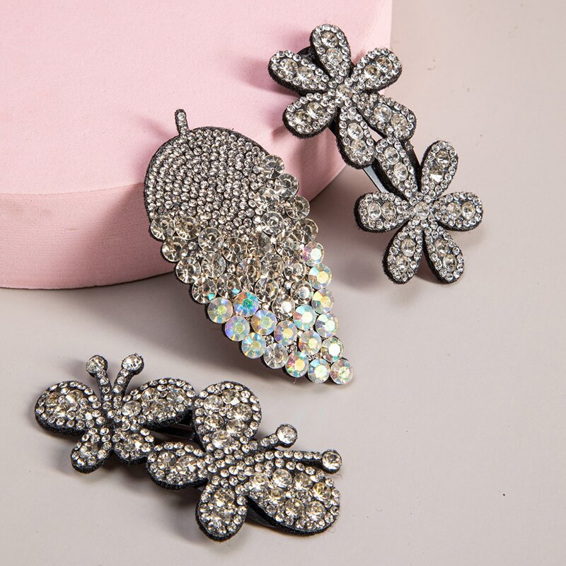 

3pcs Rhinestone Decor Hair Clip, Multicolor