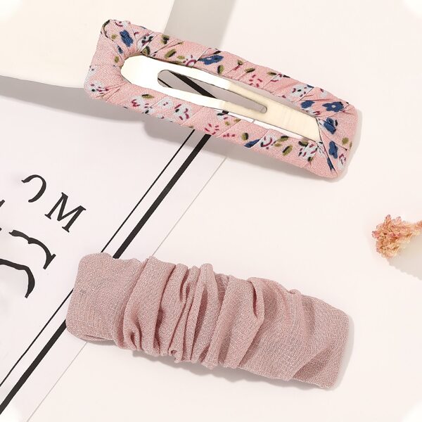 

2pcs Minimalist Hair Clip, Pink