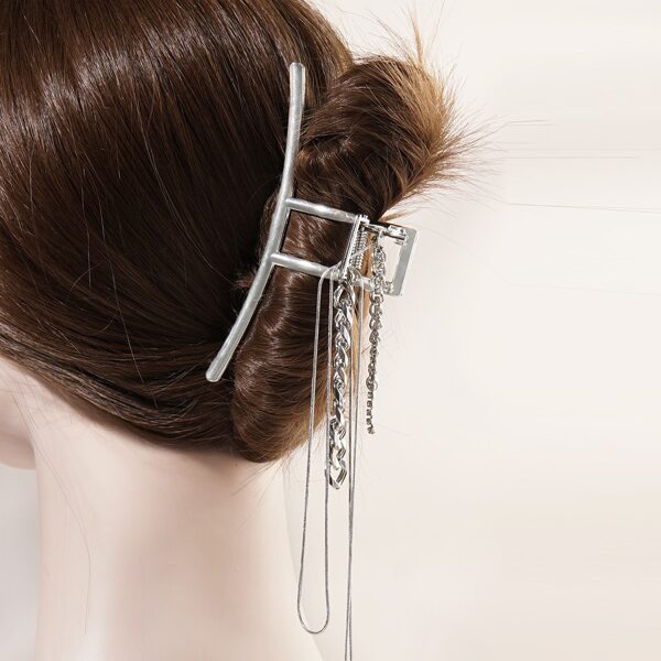 

Chain Decor Hair Claw, Silver