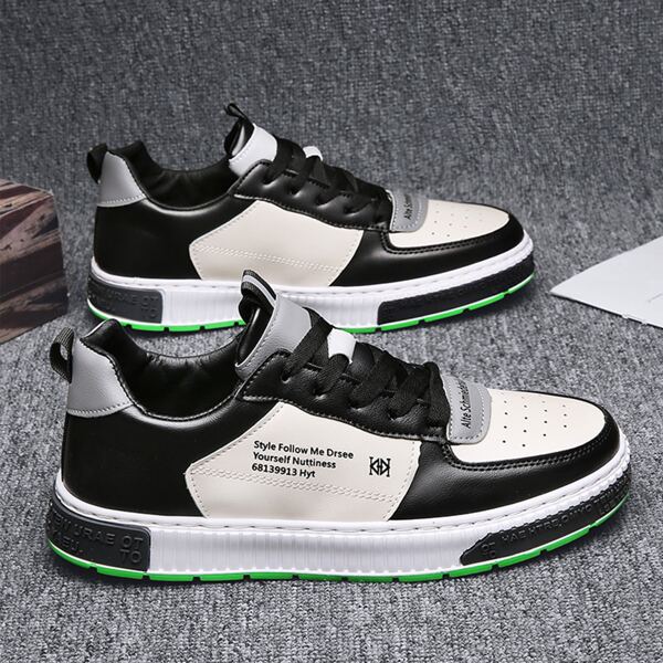 

Men Letter Graphic Skate Shoes, Black and white