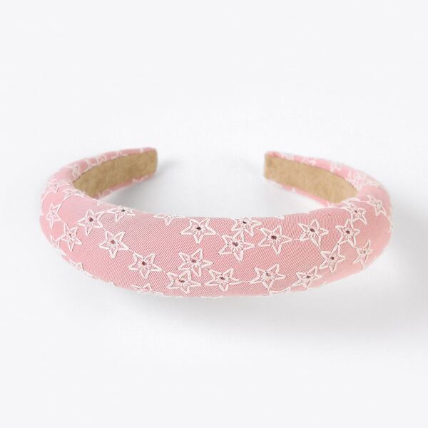 

Star Embroidery Padded Headband, Pink
