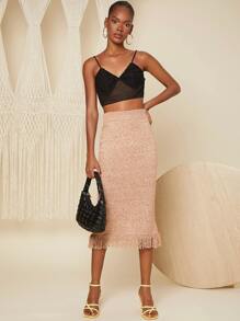 SHEIN BAE Lace Up Back Crop Cami Top - Black - View 5