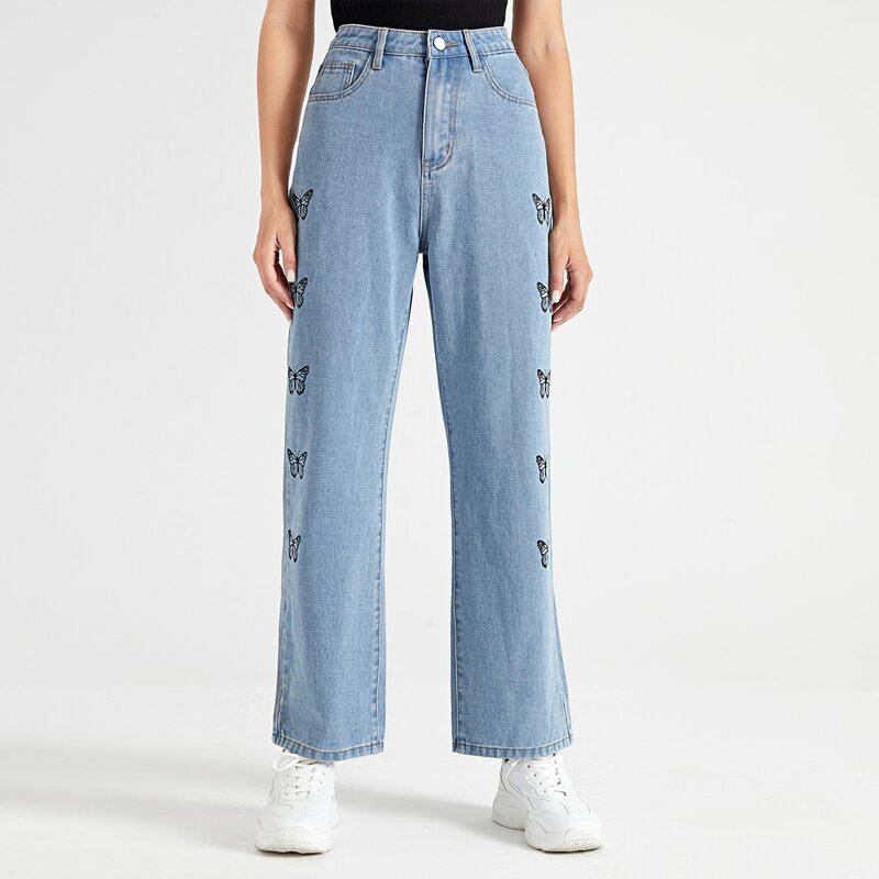 

Butterfly Graphic Jeans, Light wash