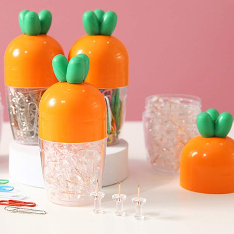 

50pcs Pushpin & 1pc Carrot Shaped Box, Multicolor