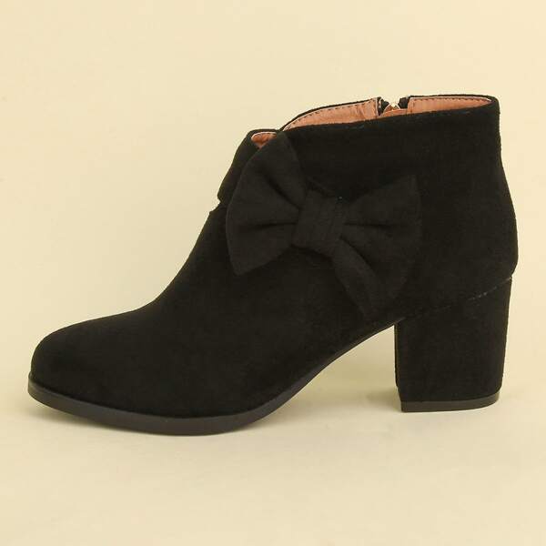 

Bow Decor Chunky Heeled Boots, Black
